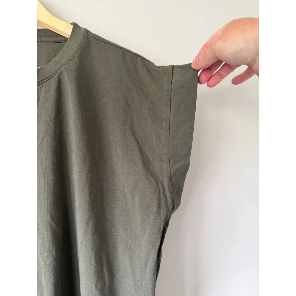 A New Day Womens XXL Olive Green Cuffed Cap Sleeve Muscle Tee Boxy Basic T-Shirt - Picture 3 of 6